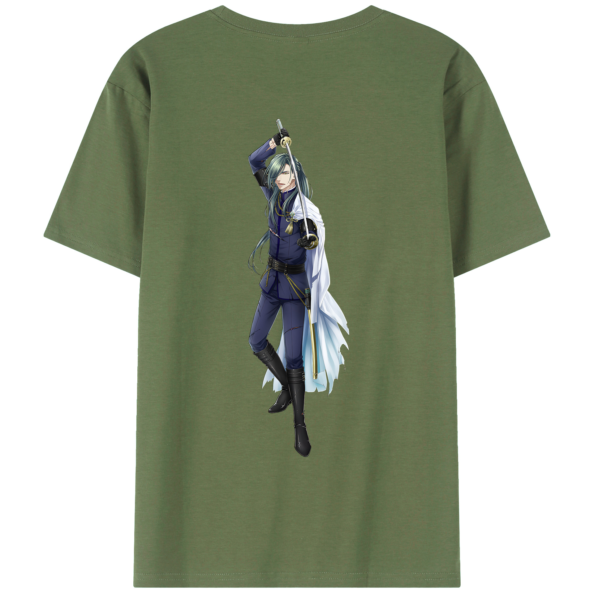（画像用） 刀剣乱舞 Touken Ranbu 綿100％ メンズ半袖Tシャツ（バックプリント） 通気性